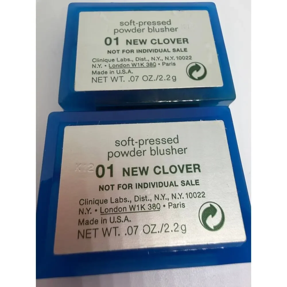 VTG Clinique Pressed Powder Blusher 01 Clover 2.2g Set 2 Discontinued TRAVEL